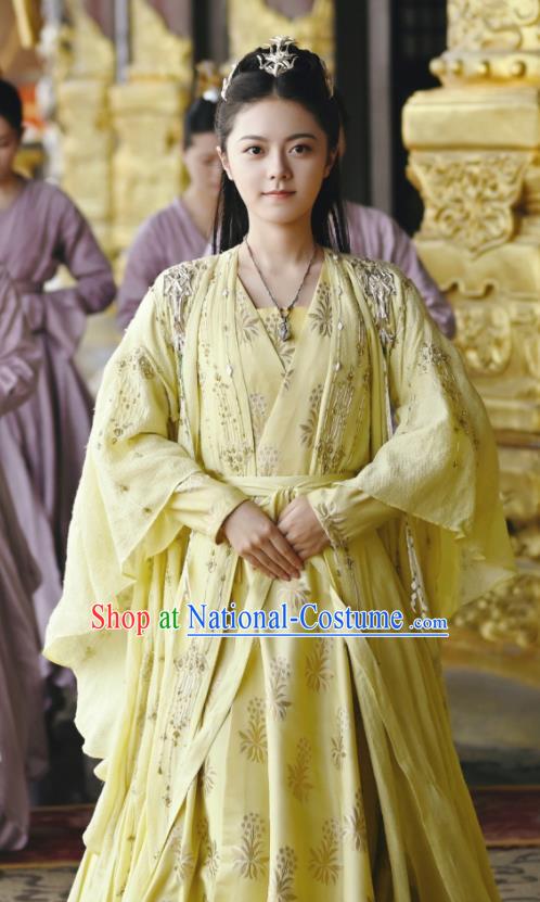 China Traditional Young Lady Clothing Ancient Fairy Yellow Dress Garments Romance Drama The Blessed Girl Ling Long Costumes