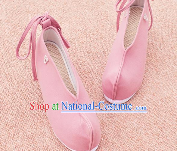 China National Female Shoes Ancient Swordswoman Pink Shoes Traditional Hanfu Cloth Shoes