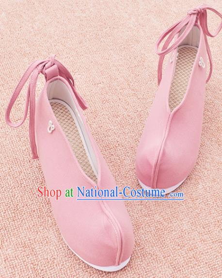 China National Female Shoes Ancient Swordswoman Pink Shoes Traditional Hanfu Cloth Shoes