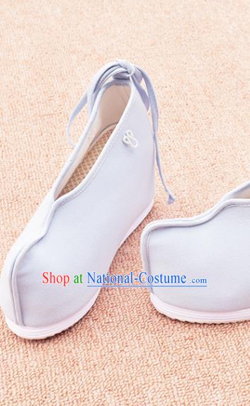 China National Women Shoes Traditional Hanfu Cloth Shoes Ancient Princess Light Blue Shoes