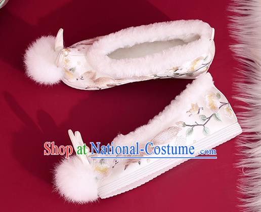 China Princess Shoes Traditional Rabbit Ear Shoes National Winter Shoes Embroidered Squirrel Shoes