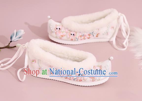 China Winter Embroidered Shoes Ming Dynasty Princess Shoes National Cloth Shoes Traditional Hanfu Shoes