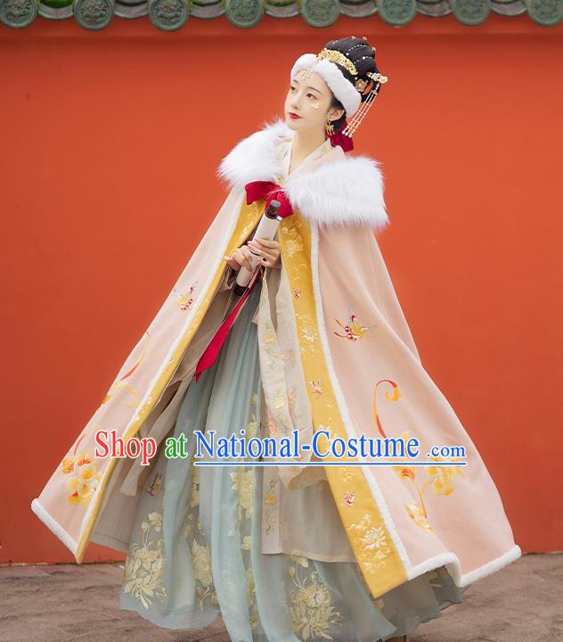 China Traditional Hanfu Long Cape Ancient Ming Dynasty Imperial Consort Embroidered Costume for Women