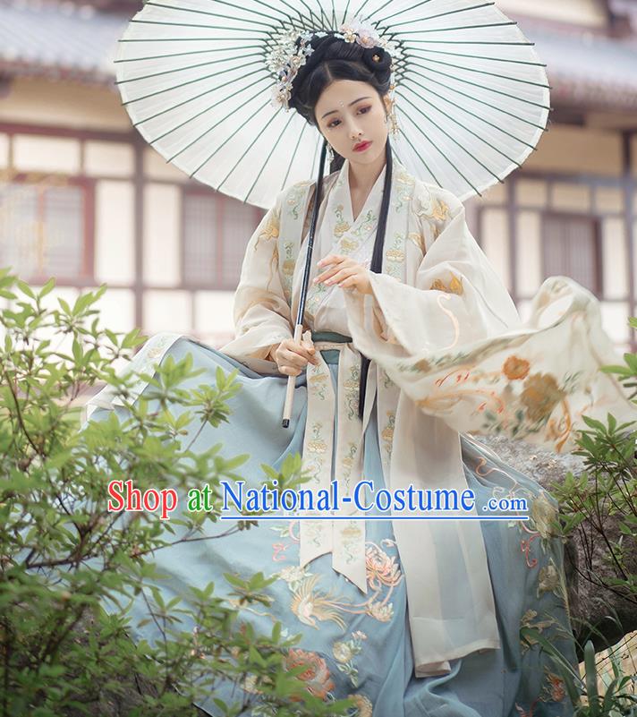 Ancient China Jin Dynasty Royal Princess Historical Costumes Traditional Embroidered Hanfu Clothing for Women