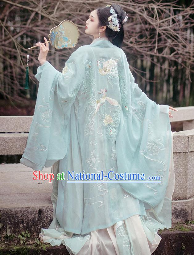 China Traditional Embroidered Hanfu Clothing Ancient Jin Dynasty Princess Costumes