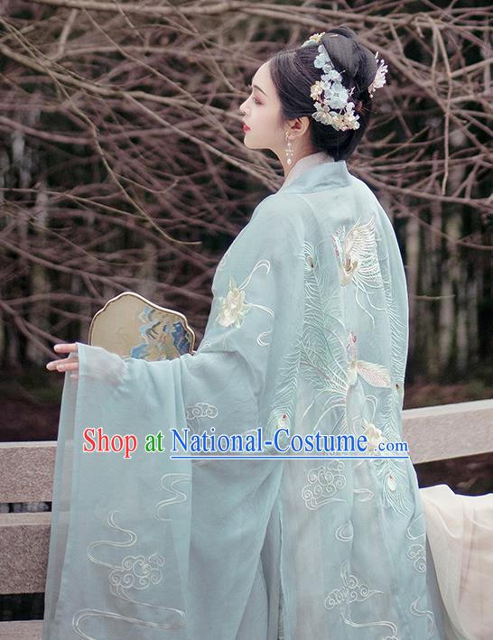 China Traditional Embroidered Hanfu Clothing Ancient Jin Dynasty Princess Costumes