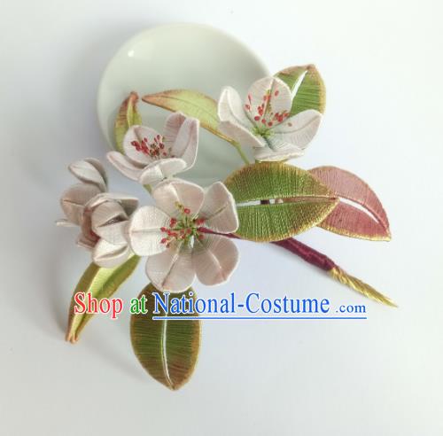 Chinese Ancient Princess Silk Pear Blossom Hair Stick Traditional Hanfu Hair Accessories Song Dynasty Court Hairpin