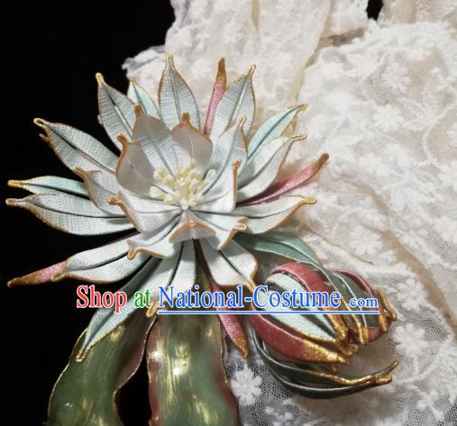 Chinese Ancient Princess Silk Epiphyllum Hair Stick Song Dynasty Court Hairpin Traditional Hanfu Hair Accessories