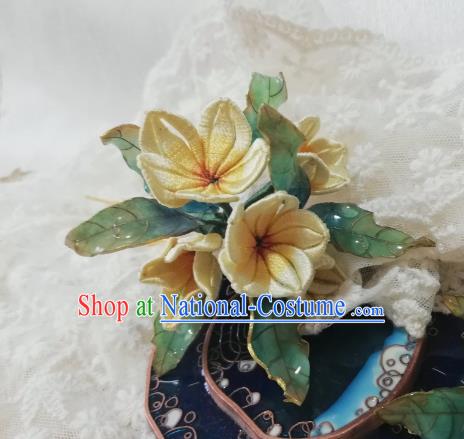 Chinese Traditional Hanfu Hair Accessories Ancient Princess Yellow Silk Frangipane Hair Stick Song Dynasty Hairpin