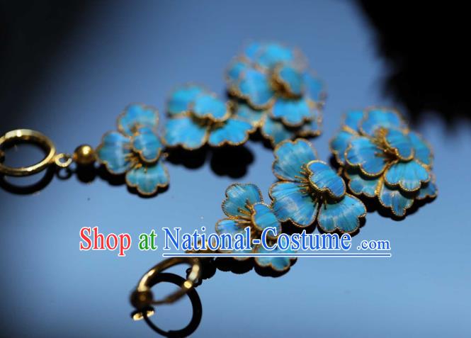 Chinese Traditional Qing Dynasty Earrings Accessories Ancient Empress Cloisonne Peony Ear Jewelry