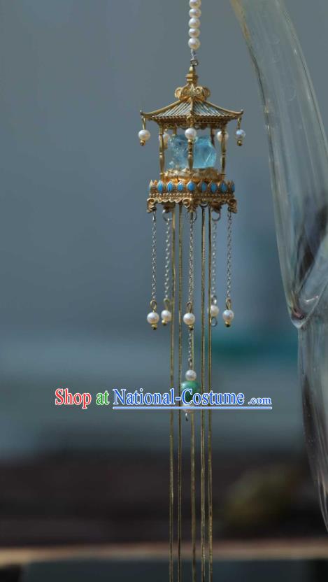 Chinese Traditional Court Tassel Hairpin Hanfu Hair Accessories Ancient Ming Dynasty Empress Golden Phoenix Hair Stick