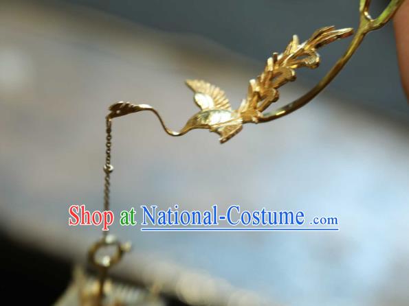 Chinese Traditional Court Tassel Hairpin Hanfu Hair Accessories Ancient Ming Dynasty Empress Golden Phoenix Hair Stick