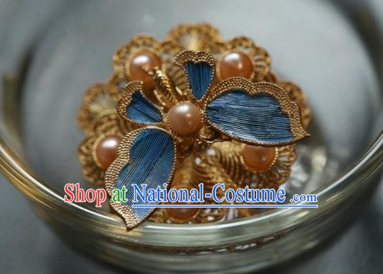 China National Cloisonne Butterfly Ring Jewelry Traditional Handmade Qing Dynasty Pearls Circlet Filigree Accessories