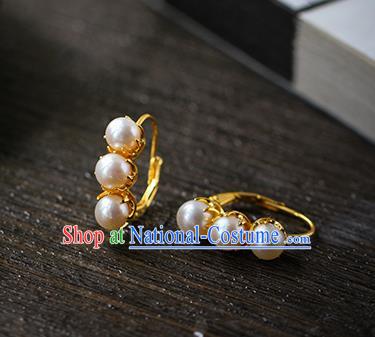 Chinese Traditional Ming Dynasty Court Earrings Accessories National Cheongsam Pearls Ear Jewelry