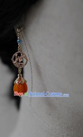 Chinese Ancient Ming Dynasty Princess Ear Jewelry Traditional Hanfu Ceregat Earrings Accessories