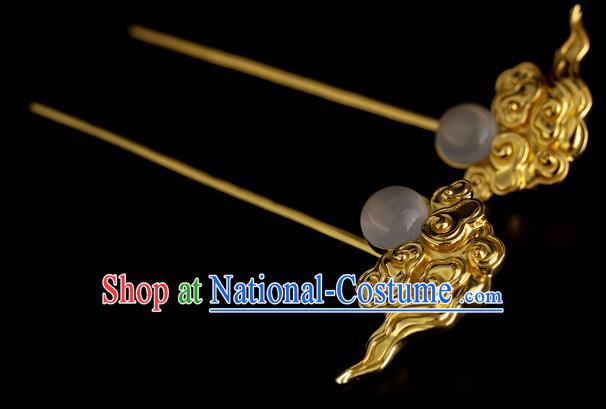 Chinese Golden Cloud Hairpins Traditional Ming Dynasty Hair Sticks Ancient Hanfu Hair Accessories