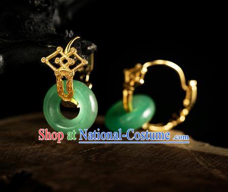 Chinese Traditional Ming Dynasty Noble Woman Earrings Accessories Ancient Empress Aventurine Ear Jewelry