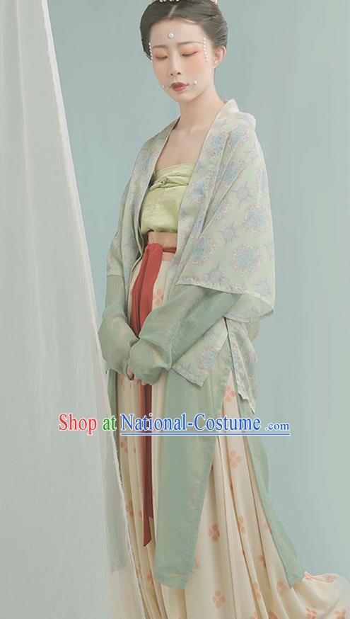 China Ancient Noble Lady Hanfu Costume Traditional Song Dynasty Young Beauty Historical Clothing