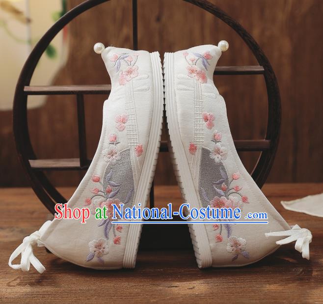 China National White Cloth Shoes Traditional Shoes Embroidered Shoes Handmade Hanfu Bow Shoes