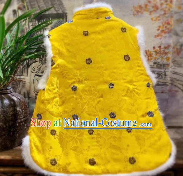 China Tang Suit Yellow Silk Waistcoat Winter Vest Women Clothing