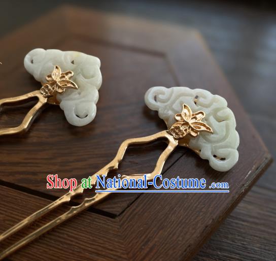 Chinese Handmade Jade Hairpin Traditional Hanfu Accessories Ancient Princess Hair Stick