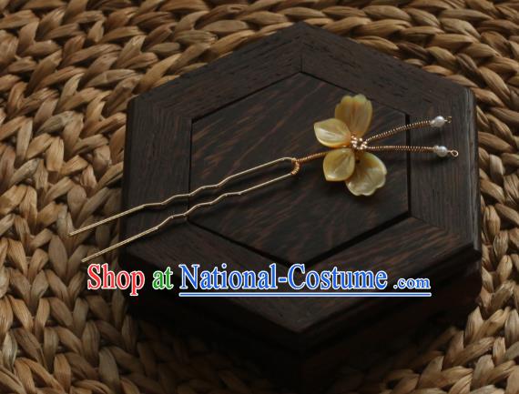 Chinese Handmade Shell Butterfly Hairpin Traditional Hanfu Hair Accessories Ancient Princess Hair Clip