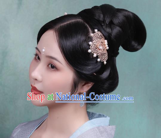 Chinese Handmade Song Dynasty Empress Hairpin Traditional Hanfu Hair Accessories Ancient Princess Golden Hair Comb