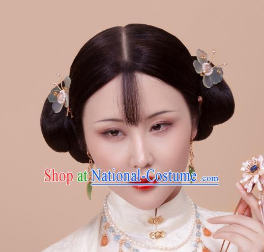 Chinese Traditional Ming Dynasty Hanfu Hair Accessories Ancient Princess Butterfly Hair Stick Handmade Pearls Hairpin