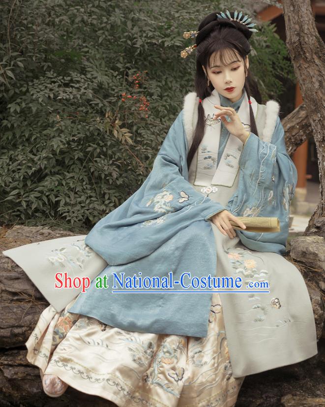 Traditional China Ming Dynasty Historical Clothing Ancient Noble Woman Hanfu Dress Apparels Full Set