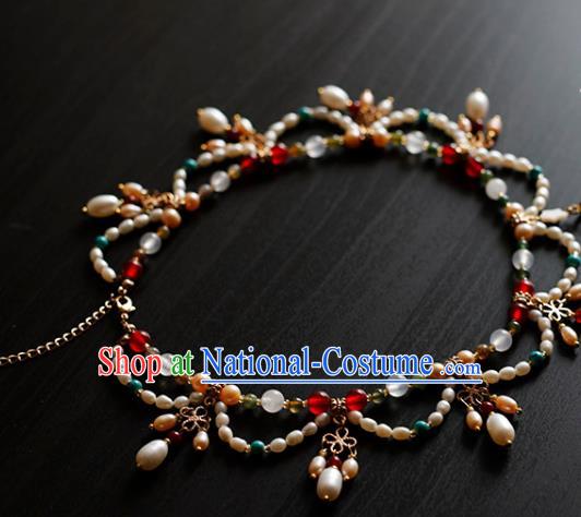 China Traditional Tang Dynasty Pearls Necklace Accessories Handmade Hanfu Necklet Jewelry