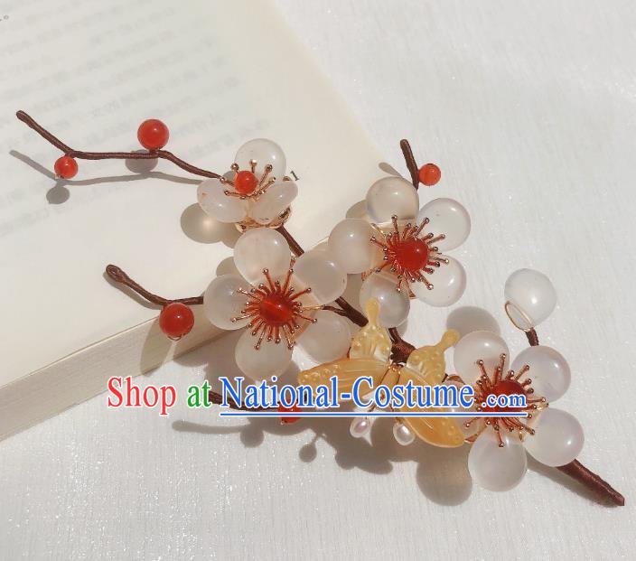 Chinese Handmade Shell Plum Hair Stick Traditional Ming Dynasty Princess Hairpin