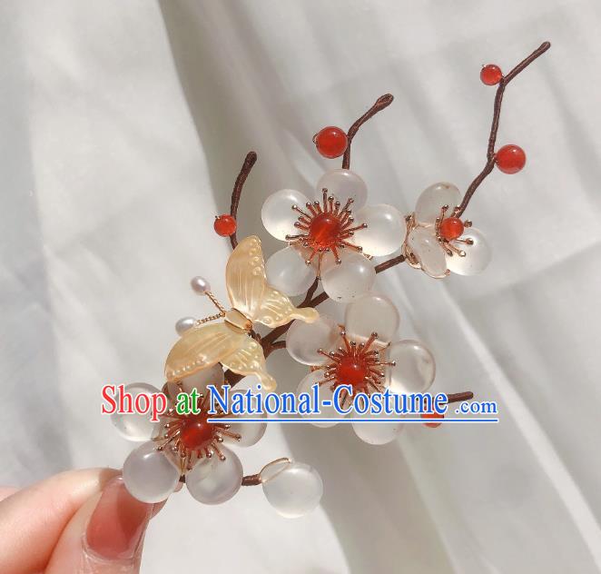 Chinese Handmade Shell Plum Hair Stick Traditional Ming Dynasty Princess Hairpin