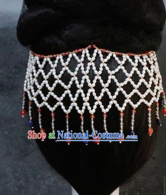 Chinese Handmade Tassel Hair Accessories Traditional Song Dynasty Empress Pearls Headband