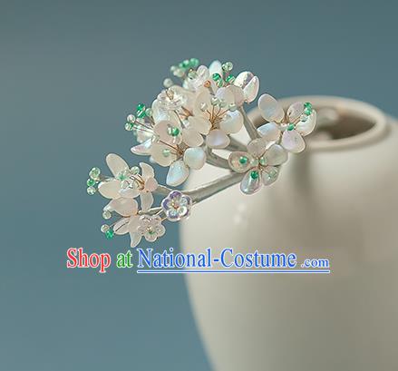 Chinese Handmade Pearls Tassel Hair Stick Traditional Ming Dynasty Hanfu Pear Blossom Hairpin