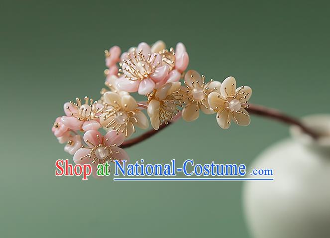 Chinese Handmade Flowers Hair Stick Traditional Ming Dynasty Hanfu Sakura Hairpin