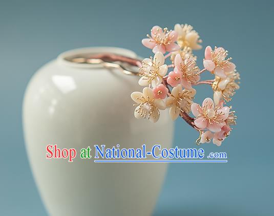 Chinese Handmade Flowers Hair Stick Traditional Ming Dynasty Hanfu Sakura Hairpin