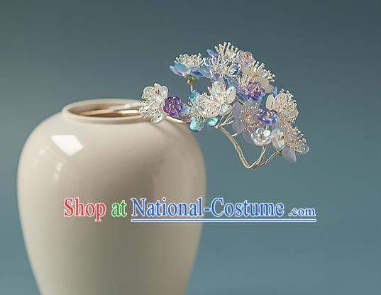 Chinese Handmade Lilac Flowers Hair Stick Traditional Ming Dynasty Hanfu Pear Blossom Hairpin