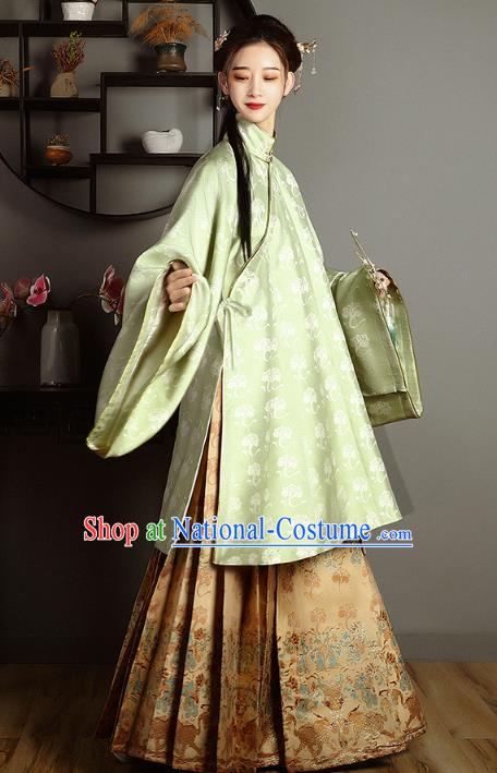 China Ancient Patrician Beauty Hanfu Dress Garment Traditional Ming Dynasty Aristocratic Lady Historical Costumes