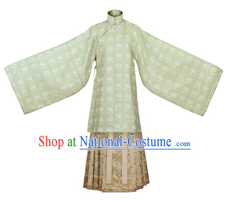 China Ancient Patrician Beauty Hanfu Dress Garment Traditional Ming Dynasty Aristocratic Lady Historical Costumes