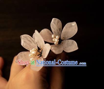 Chinese Handmade Ming Dynasty Princess Hair Stick Traditional Ancient Palace Lady Pink Mangnolia Hairpin