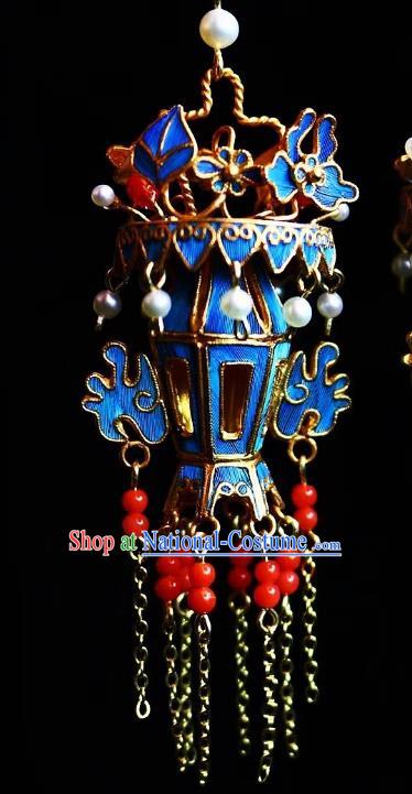 China Traditional Qing Dynasty Court Earrings Ancient Imperial Consort Palace Lantern Ear Jewelry