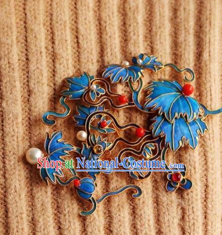 China Handmade Brooch Jewelry Traditional Qing Dynasty Grape Leaf Breastpin Accessories