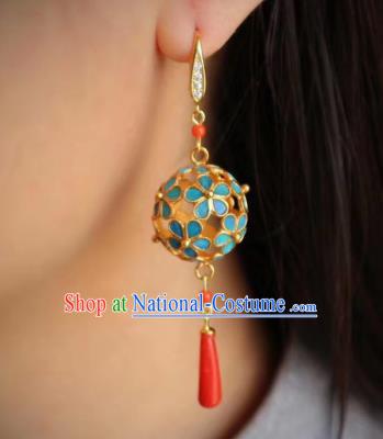 China Classical Hydrangea Ear Jewelry Traditional Cheongsam Earrings