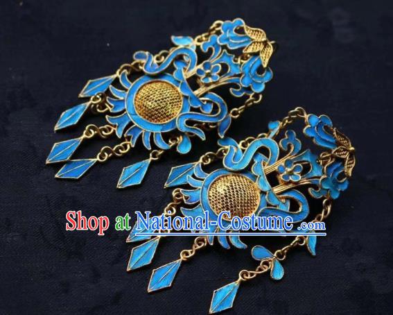 China Classical Court Ear Jewelry Traditional Cheongsam Golden Dreamcatcher Earrings