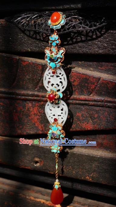 China Handmade Agate Brooch Jewelry Traditional Qing Dynasty Court Jade Pendant Accessories