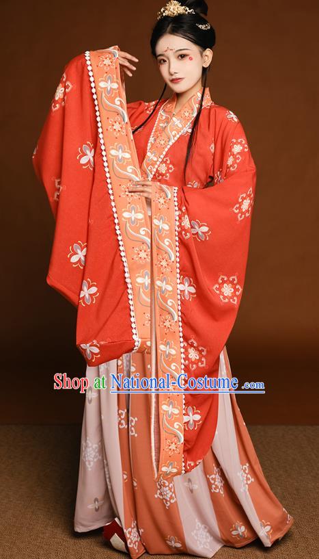 China Traditional Jin Dynasty Court Princess Historical Clothing Ancient Palace Beauty Hanfu Dress Costumes