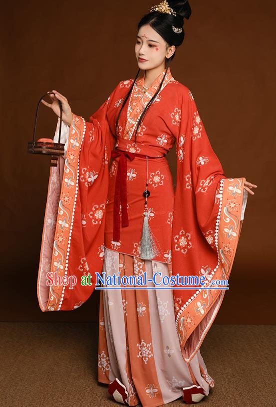 China Traditional Jin Dynasty Court Princess Historical Clothing Ancient Palace Beauty Hanfu Dress Costumes