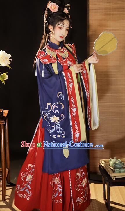 China Ancient Young Beauty Hanfu Dress Clothing Traditional Ming Dynasty Imperial Consort Historical Costumes