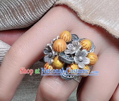 Chinese Handmade Silver Carving Ring National Circlet Jewelry