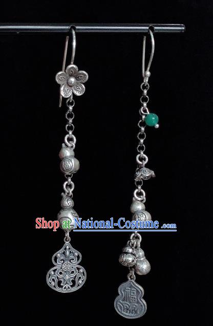 China National Silver Gourd Earrings Traditional Cheongsam Plum Blossom Ear Accessories